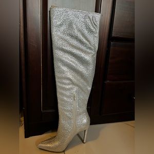 INC SAVERIAF Silver Bling Over the Knee Boots (NWT)